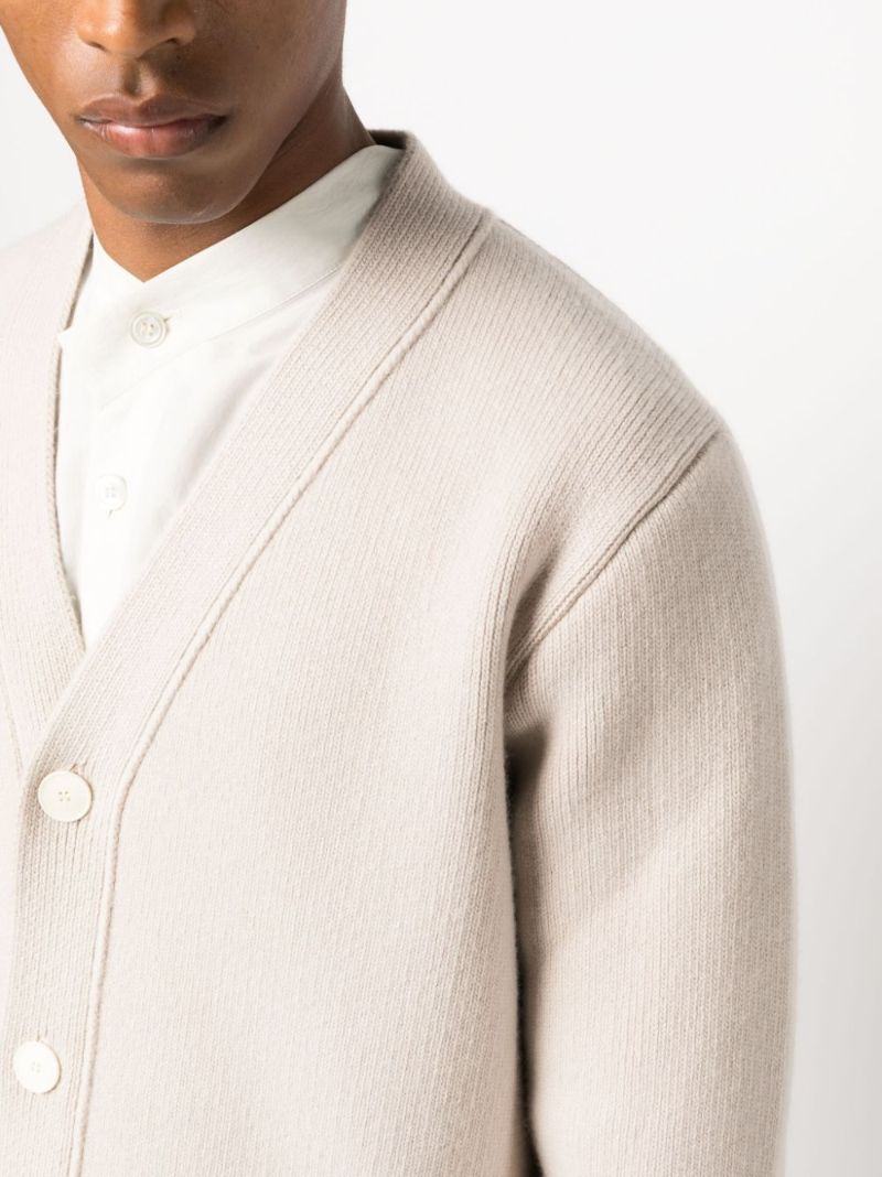 Neutral V-neck Wool Cardigan