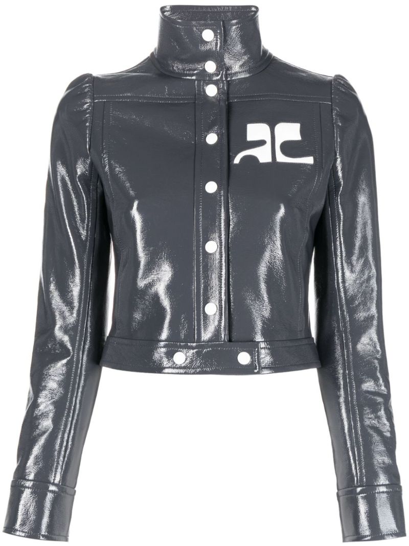 Grey Iconic Vinyl Cropped Jacket