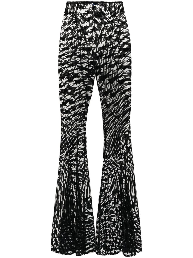 Black Flocked Star Mesh Trousers