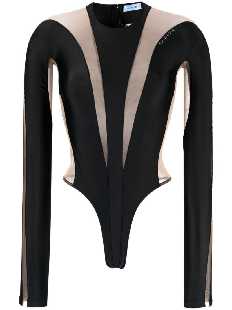 Black Sheer Panelled Bodysuit