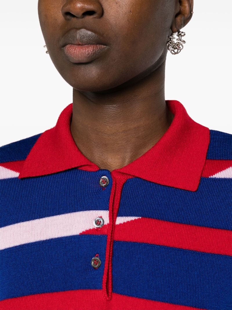 Red Knitted Wool Polo Shirt