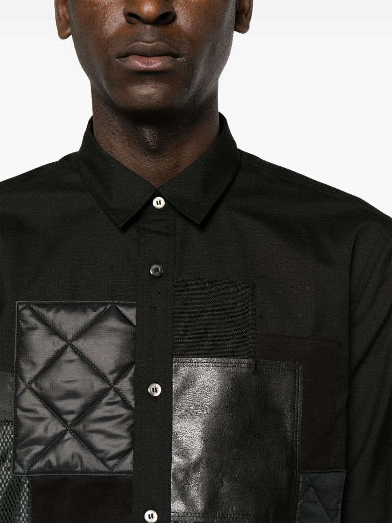 Black Ripstop Patchwork Shirt