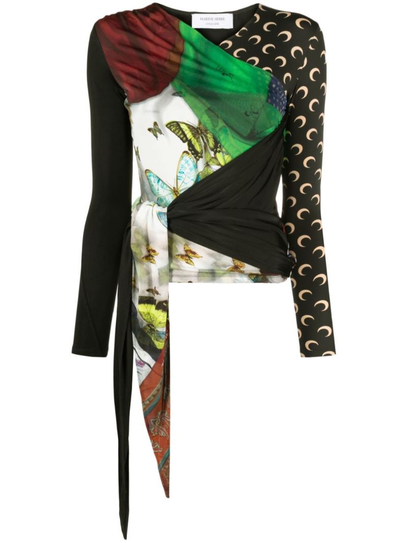 Black Body Shelter Patchwork Wrap Top