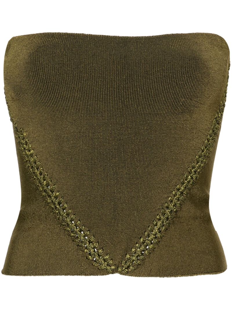 Green Braid-detail Knit Bandeau Top