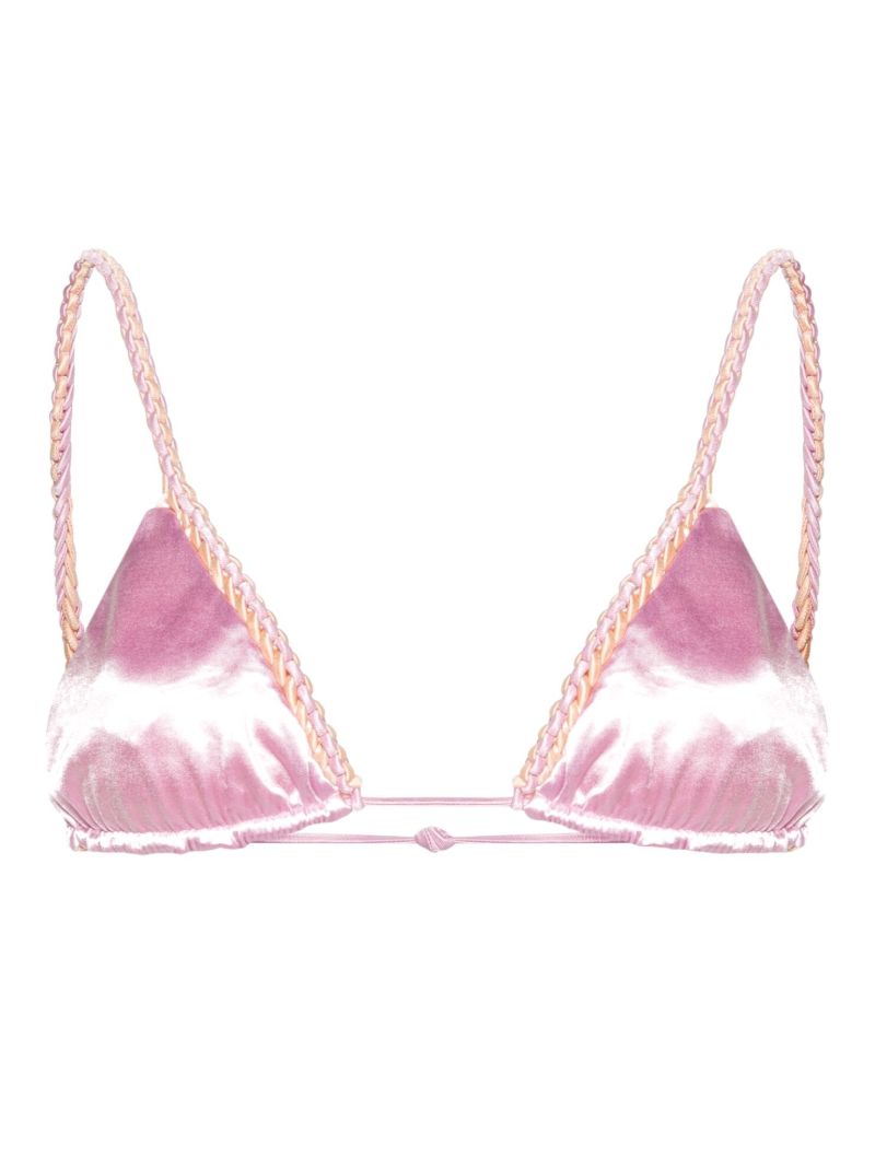 Pink Triangle Cup Metallic Bikini Top