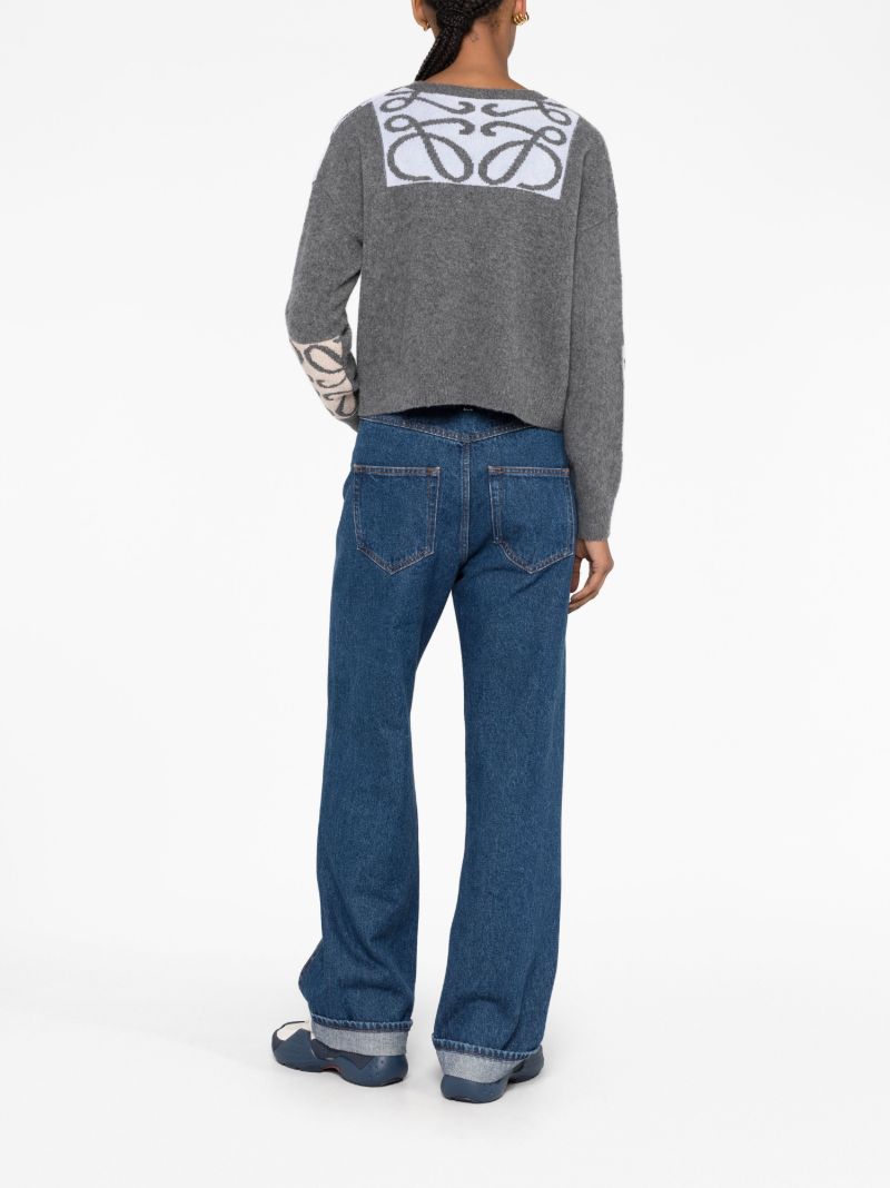 Grey Anagram-intarsia Wool Sweater