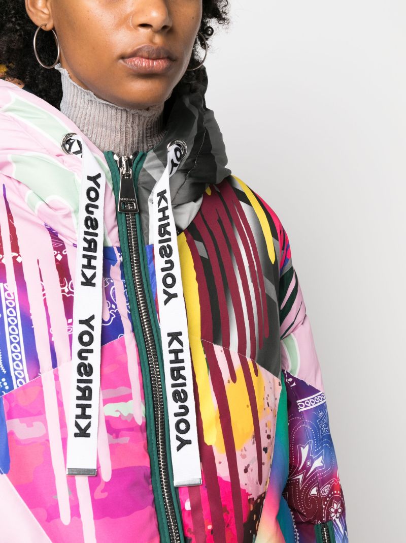 Multicolour Graffiti Patch-print Puffer Jacker