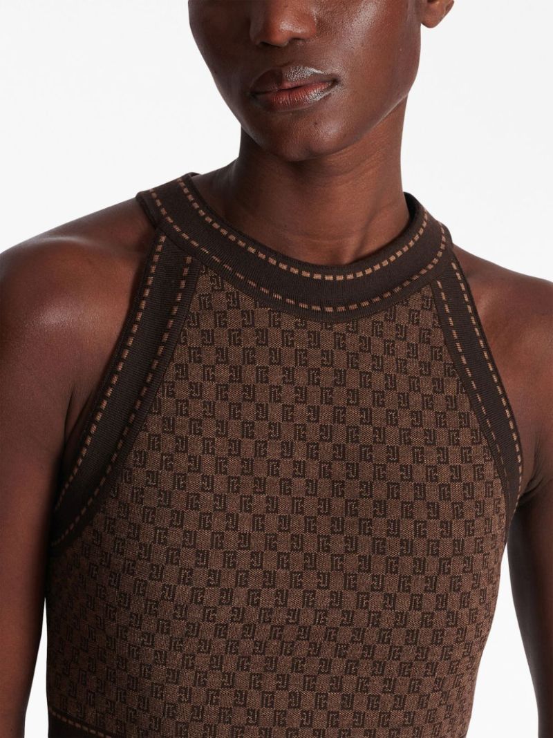 Brown Monogram-jacquard Wool Top