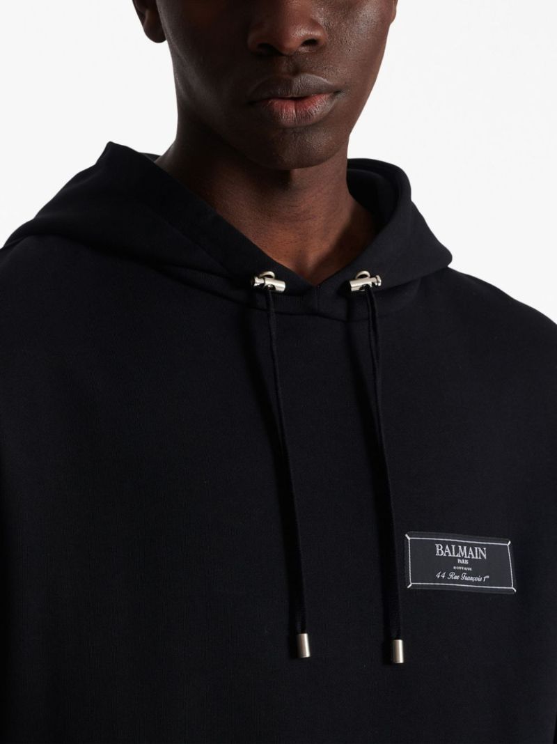 Black Logo-patch Cotton Hoodie