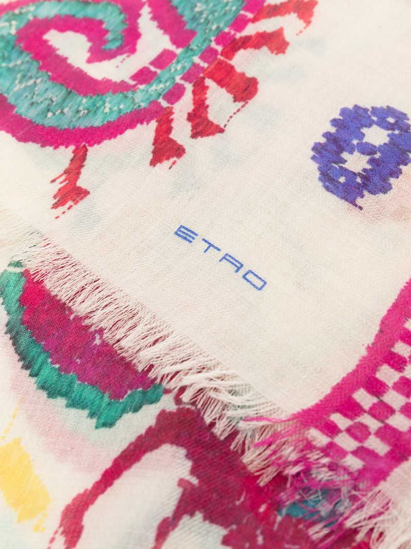 Neutral Embroidered Cashmere Scarf