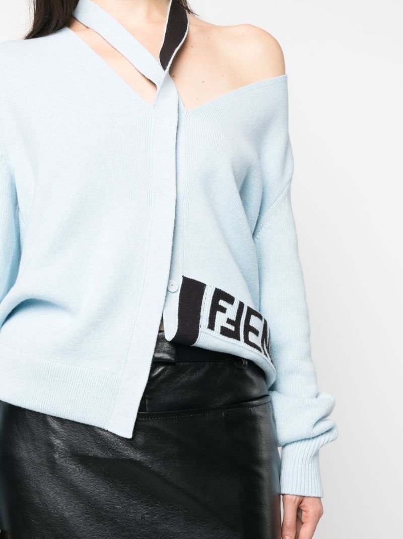 Blue Fendi Mirror Wool Cardigan