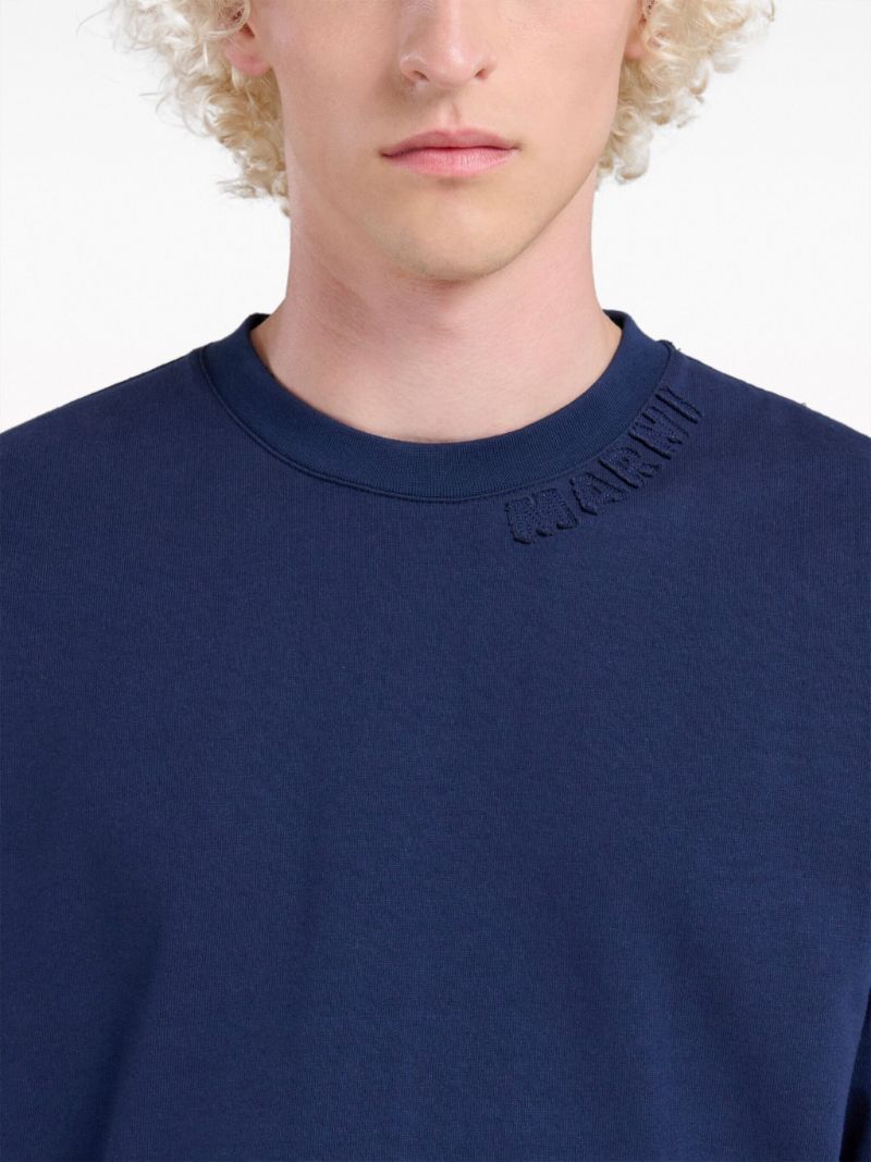 Blue Logo-patch Cotton T-shirt