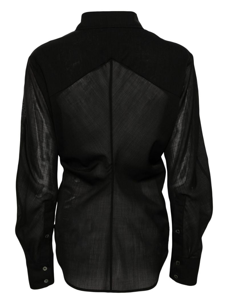 Black Semi-sheer Wool-blend Shirt