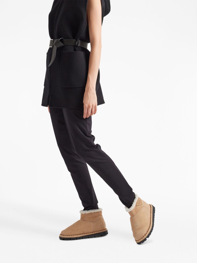 Brown Triangle-logo Suede Boots