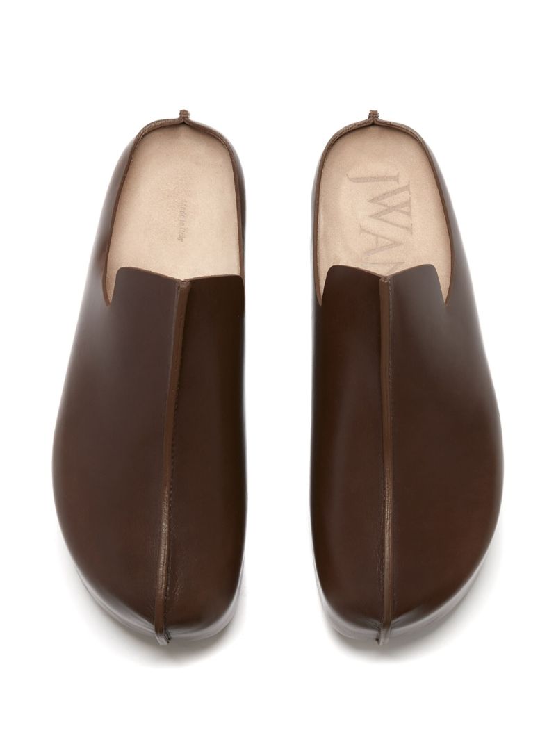 Brown Leather Platform Clogs