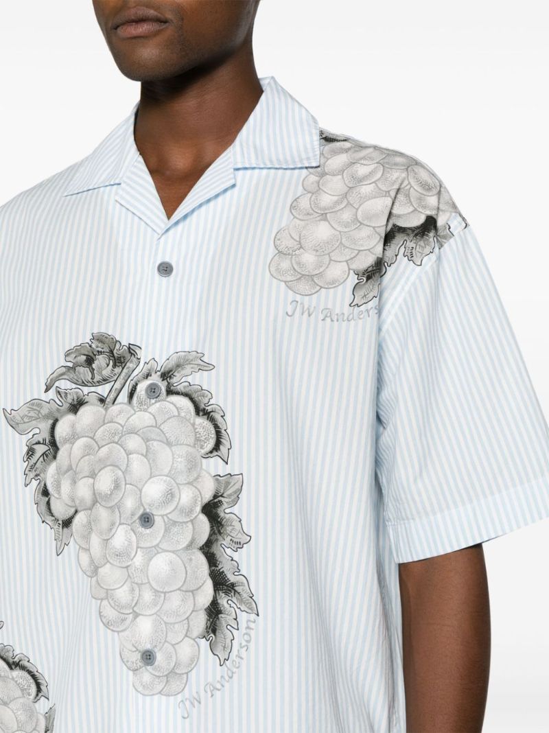 Blue Grape-print Cotton Shirt