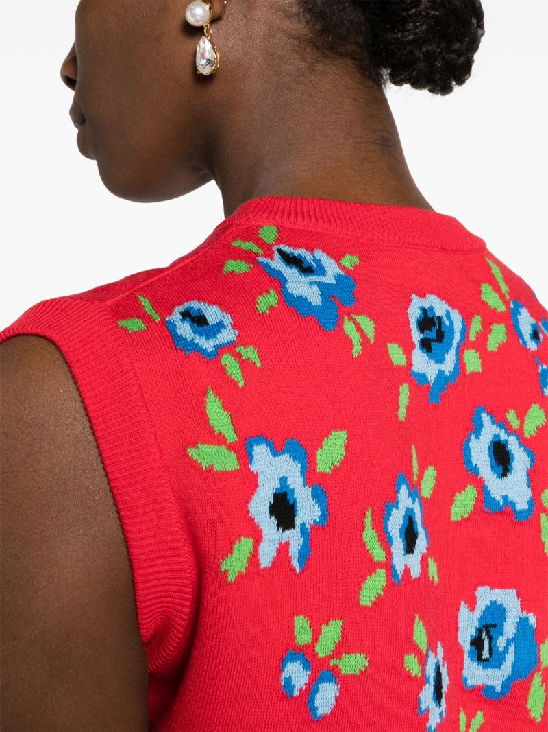 Red Rosie Floral-jacquard Cotton Vest