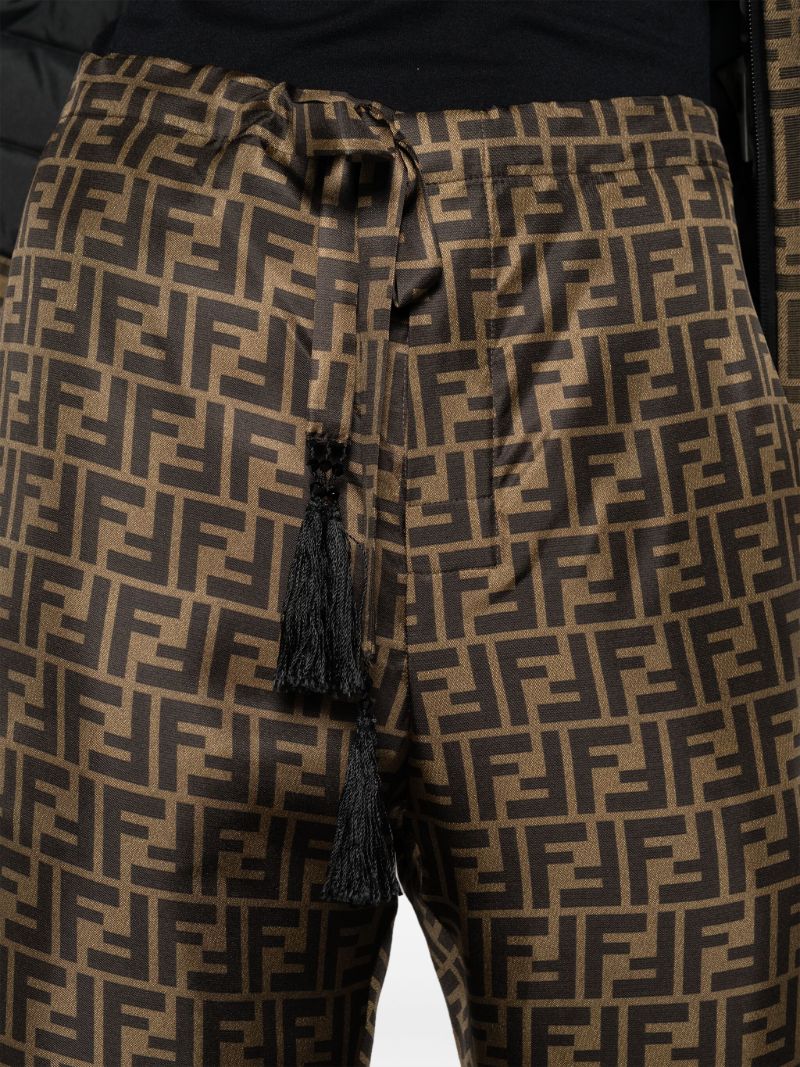 Brown Ff Motif Silk Wide-leg Trousers