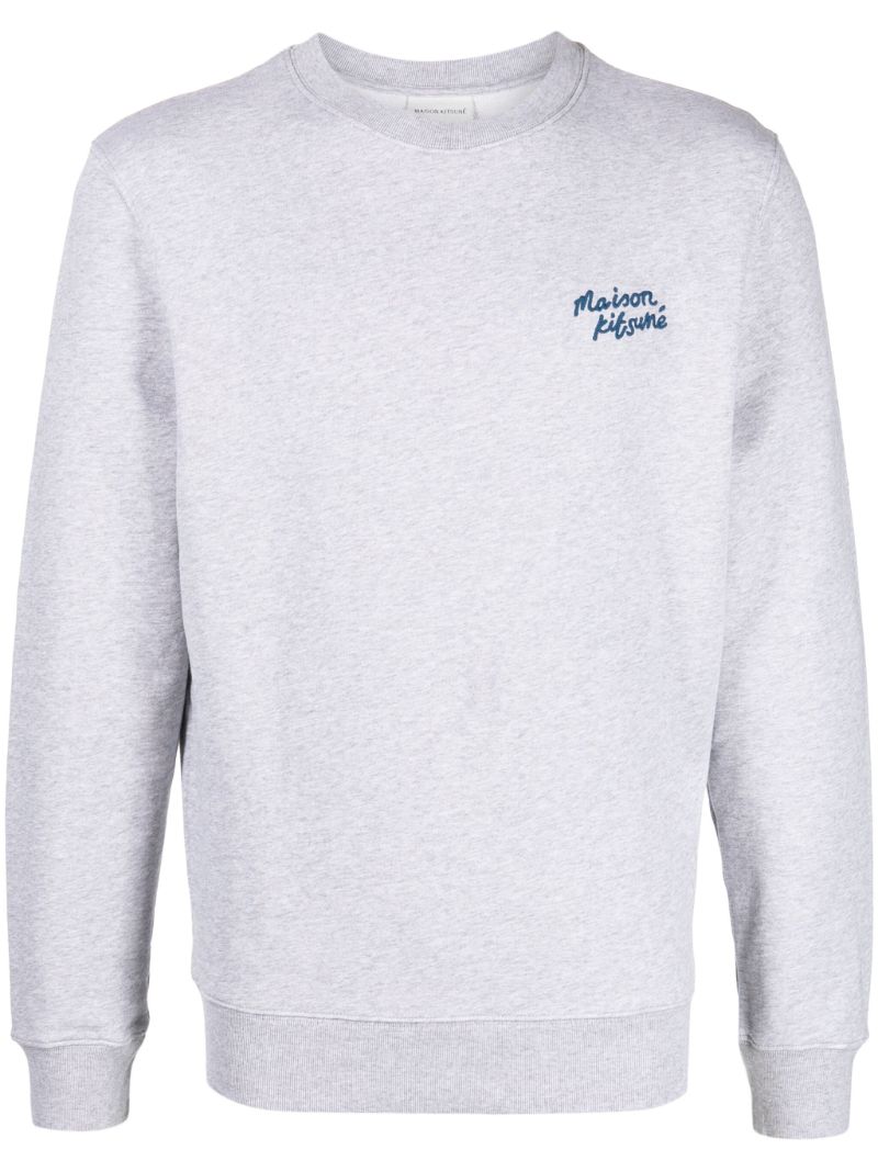 Grey Logo-embroidered Cotton Sweatshirt