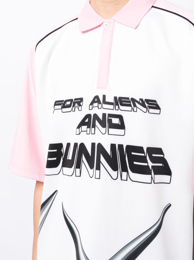 White and Pink Techno for Aliens and Bunnies Polo Shirt