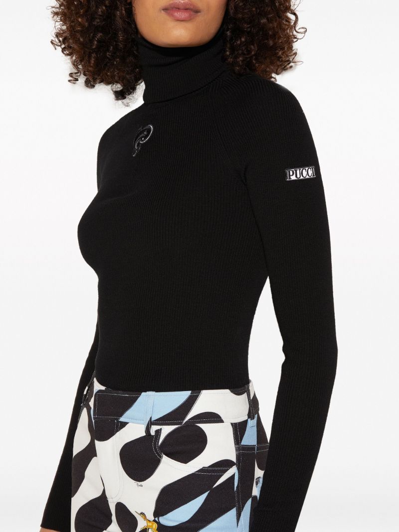 Black Logo-appliquÃ_x0083_© Wool Sweater