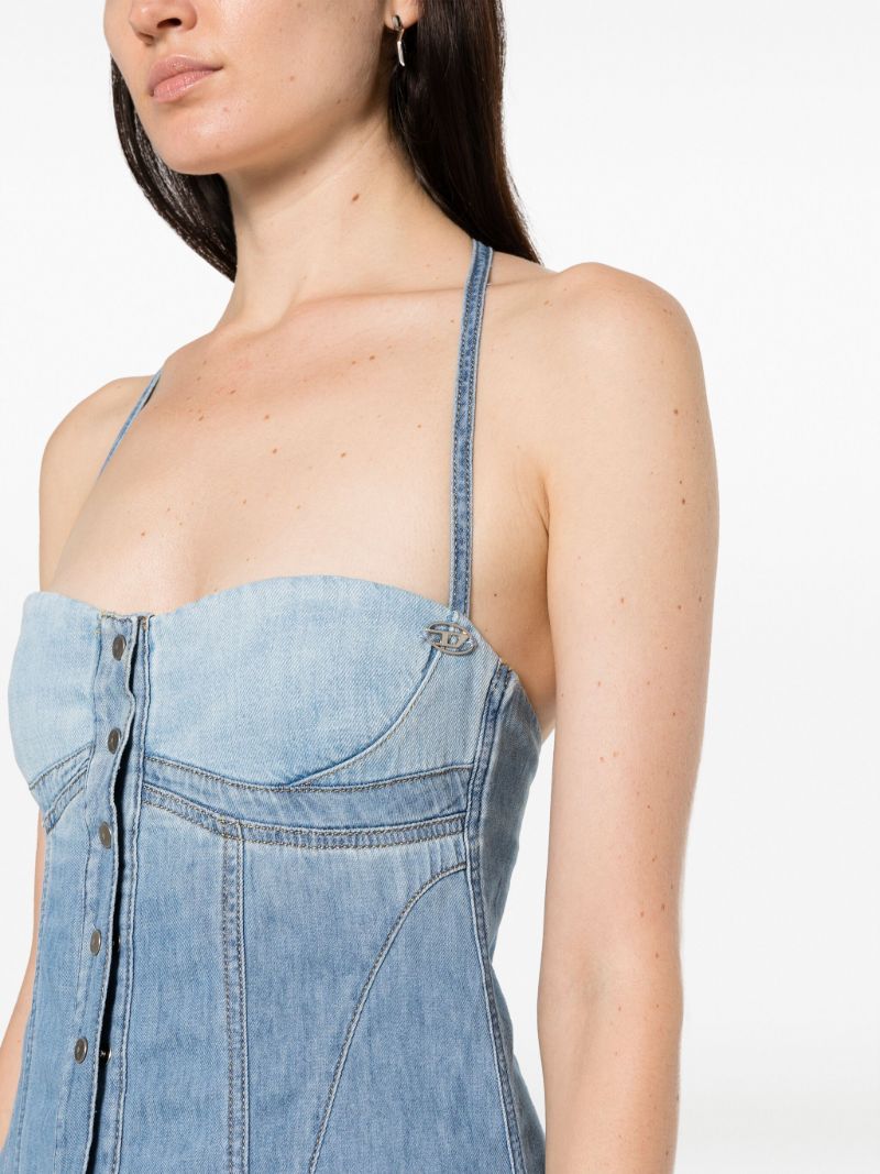Blue De-dressy Denim Midi Dress