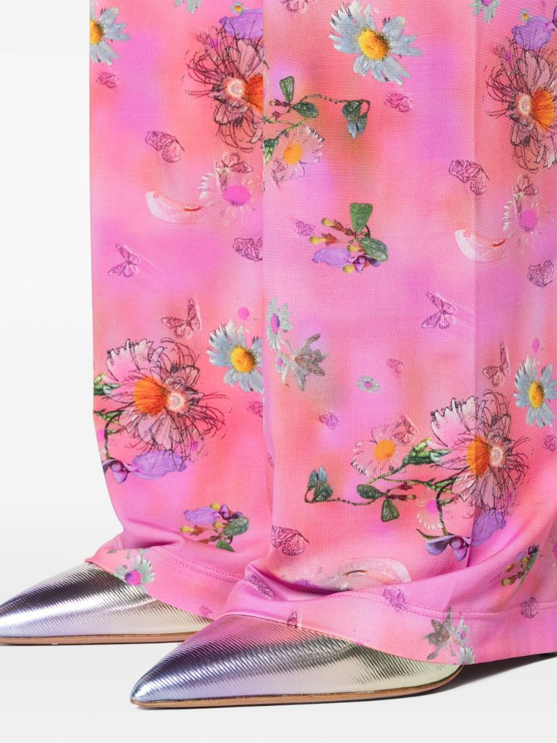 Pink Floral-print Trousers