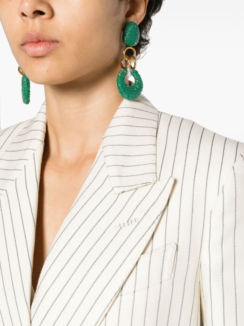 White Striped Single-breasted Blazer