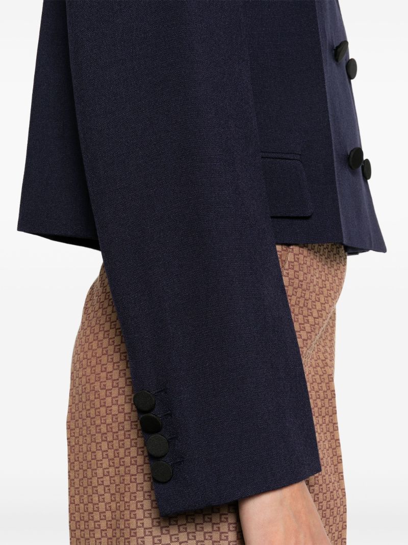 Black Double-breasted Cropped Jacket