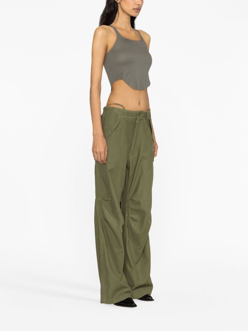 Green Wide-leg Cargo Trousers