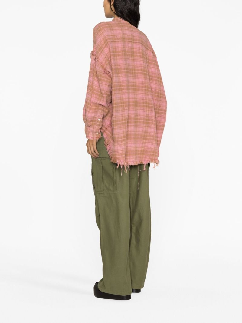 Pink Checked Frayed Cotton Shirt