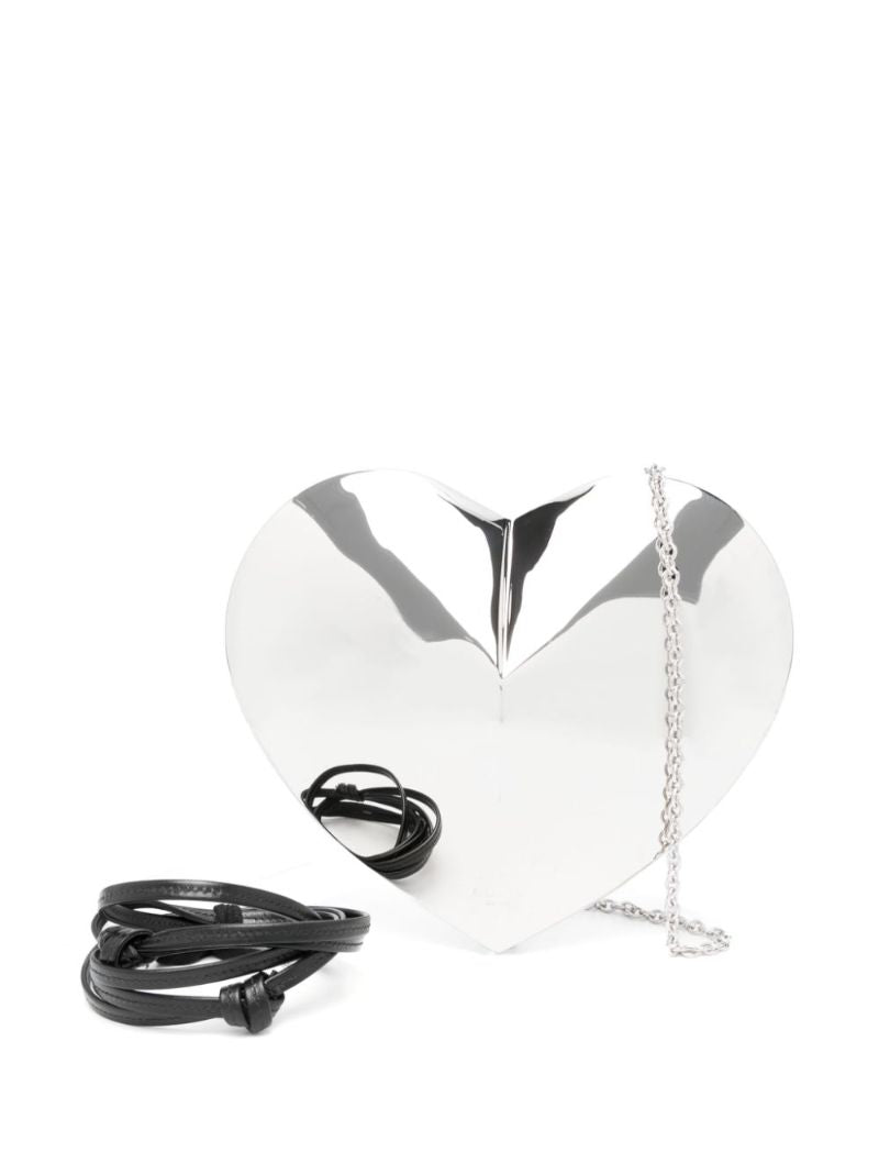 Silver Le Coeur Metallic Leather Bag