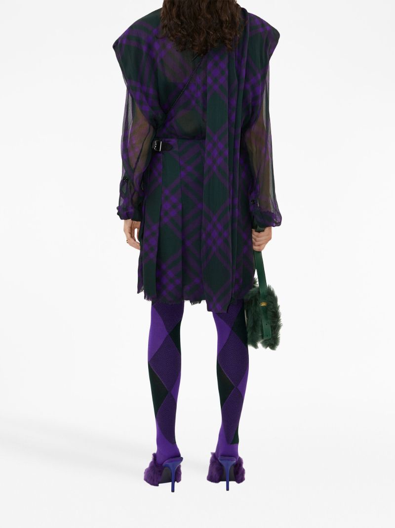 Black Check-print Silk Chiffon Blouse