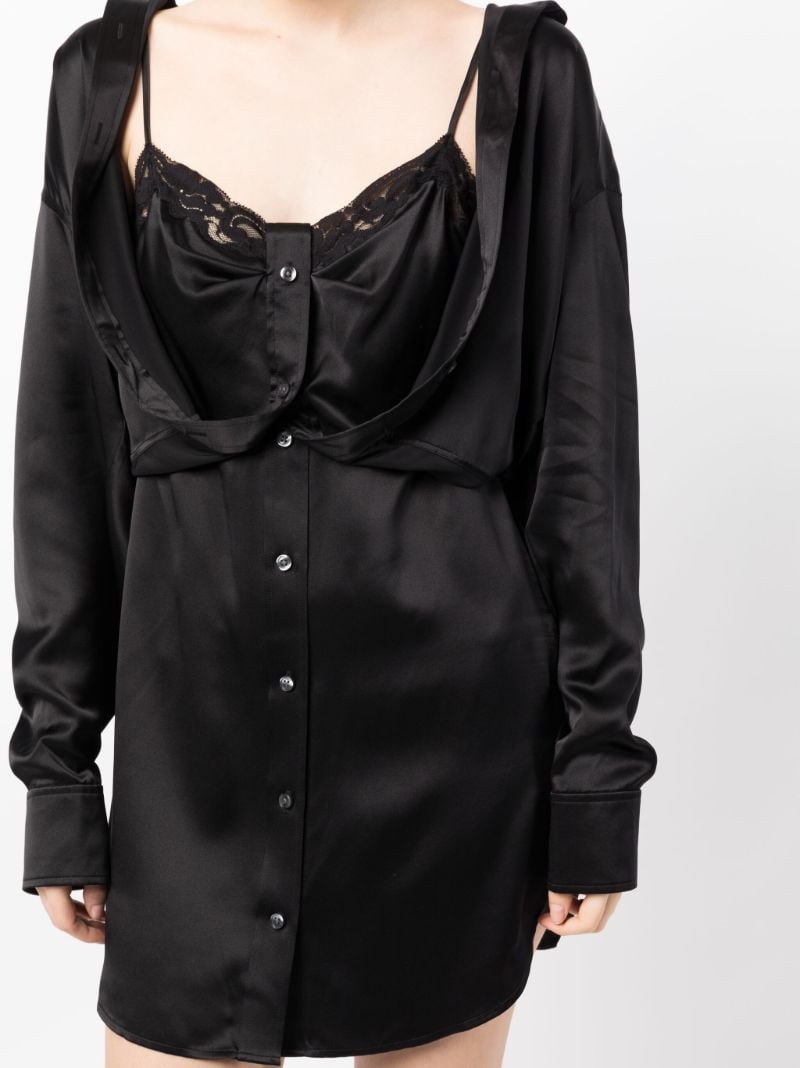 Black Layered Silk Shirt Dress