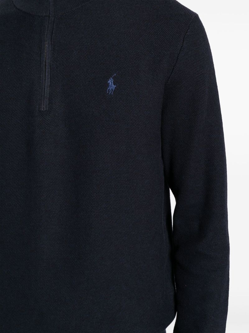 Blue Polo Pony Half-zip Sweater