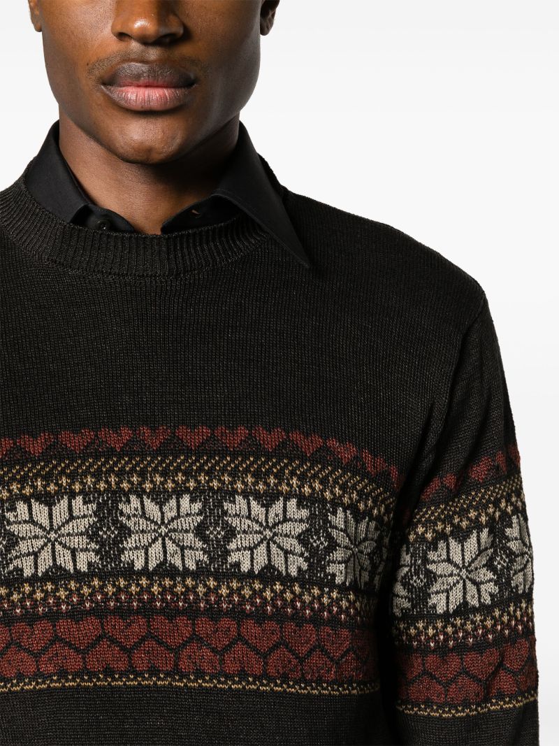 Grey Fair-isle Hemp Sweater