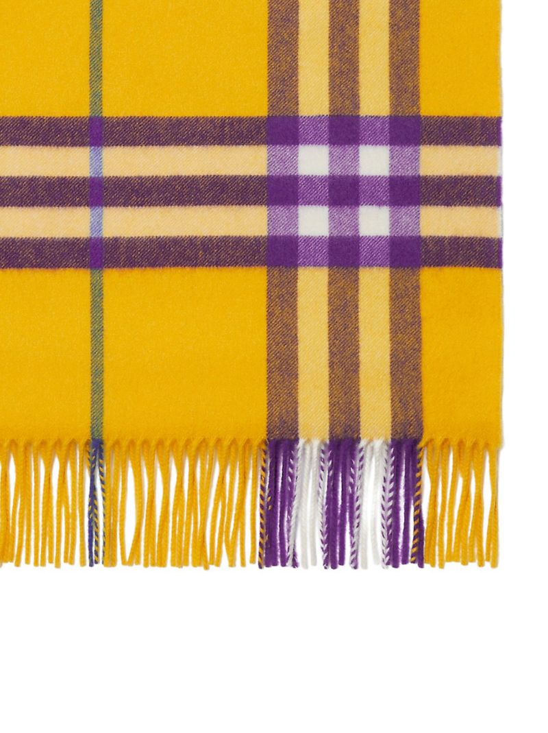 Yellow Check Cashmere Scarf