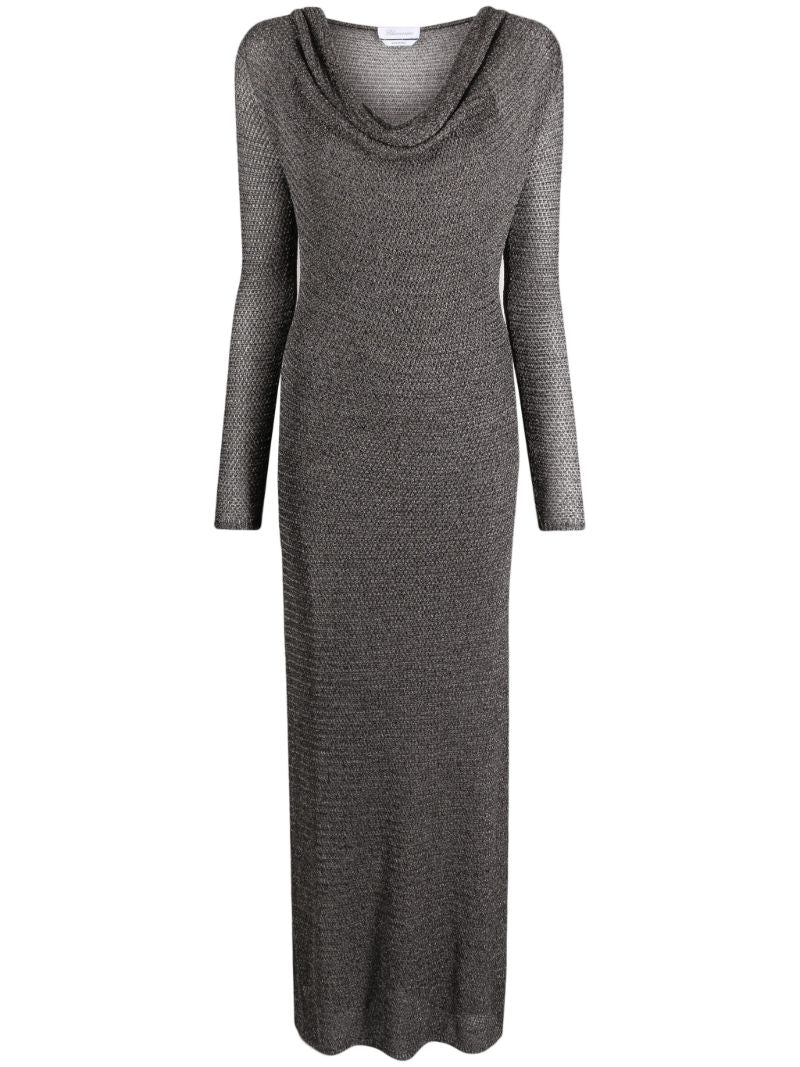 Silver Metallic Knitted Maxi Dress