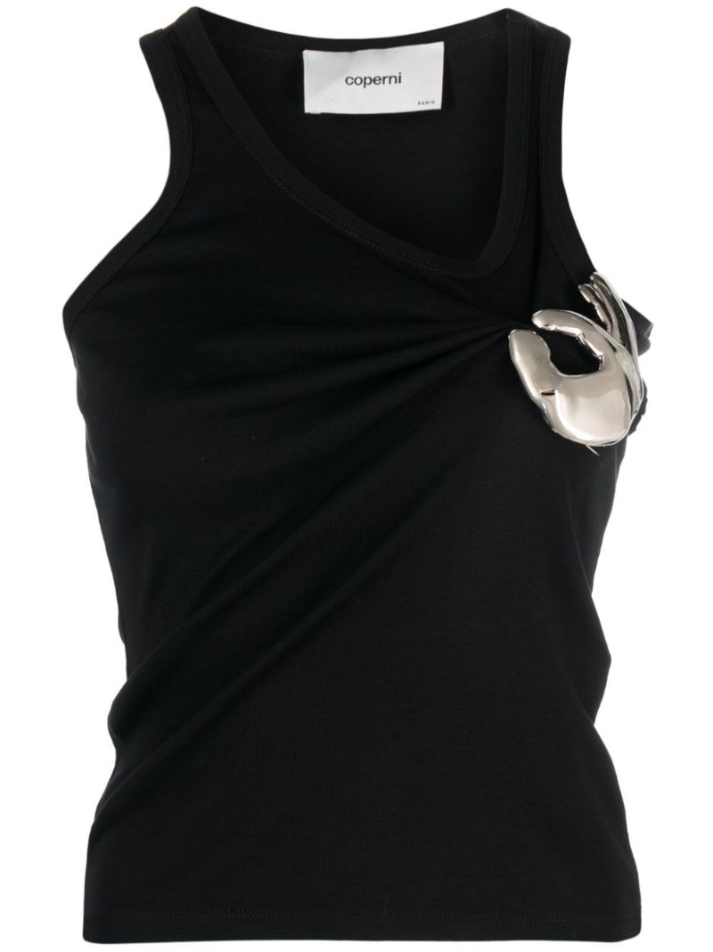 Black Emoji-brooch Tank Top