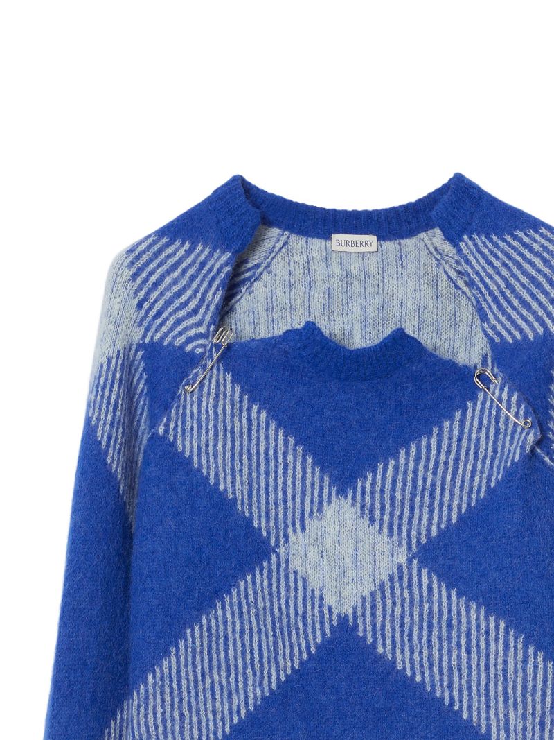 Blue Check-jacquard Alpaca-wool Blend Sweater