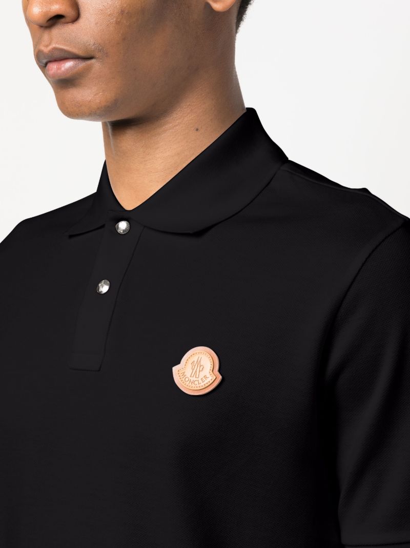 Black Logo-patch Cotton Polo Shirt