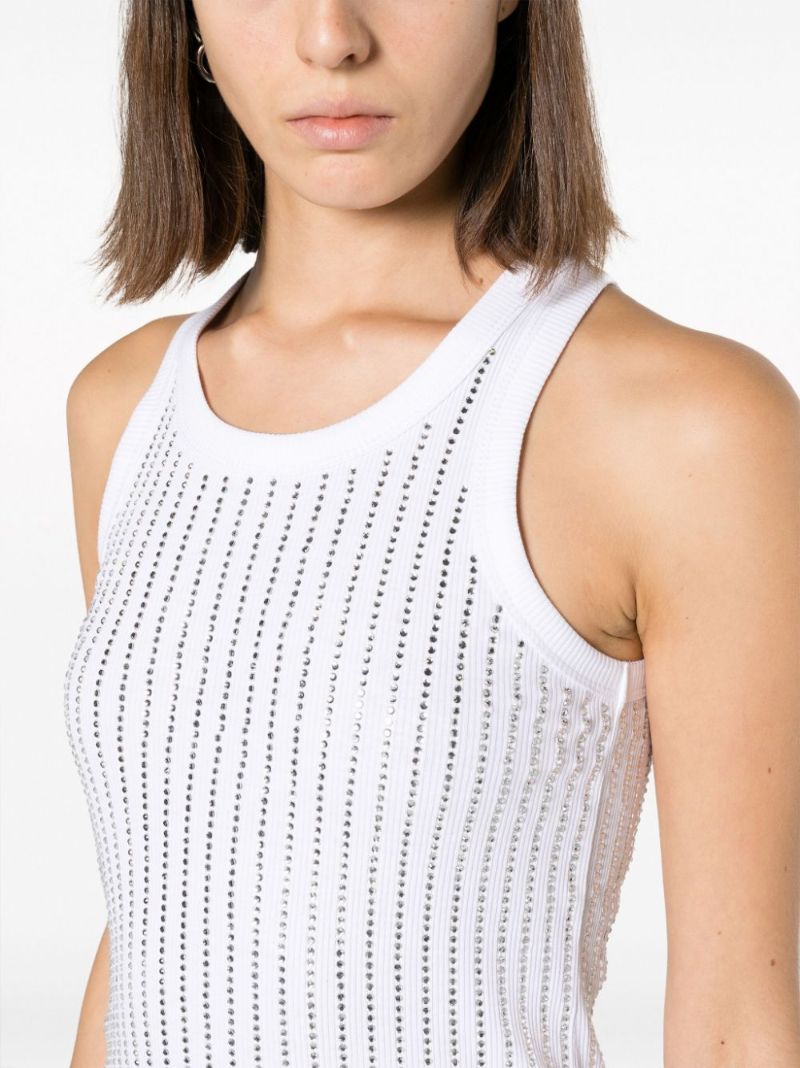 White Crystal Cotton Tank Top
