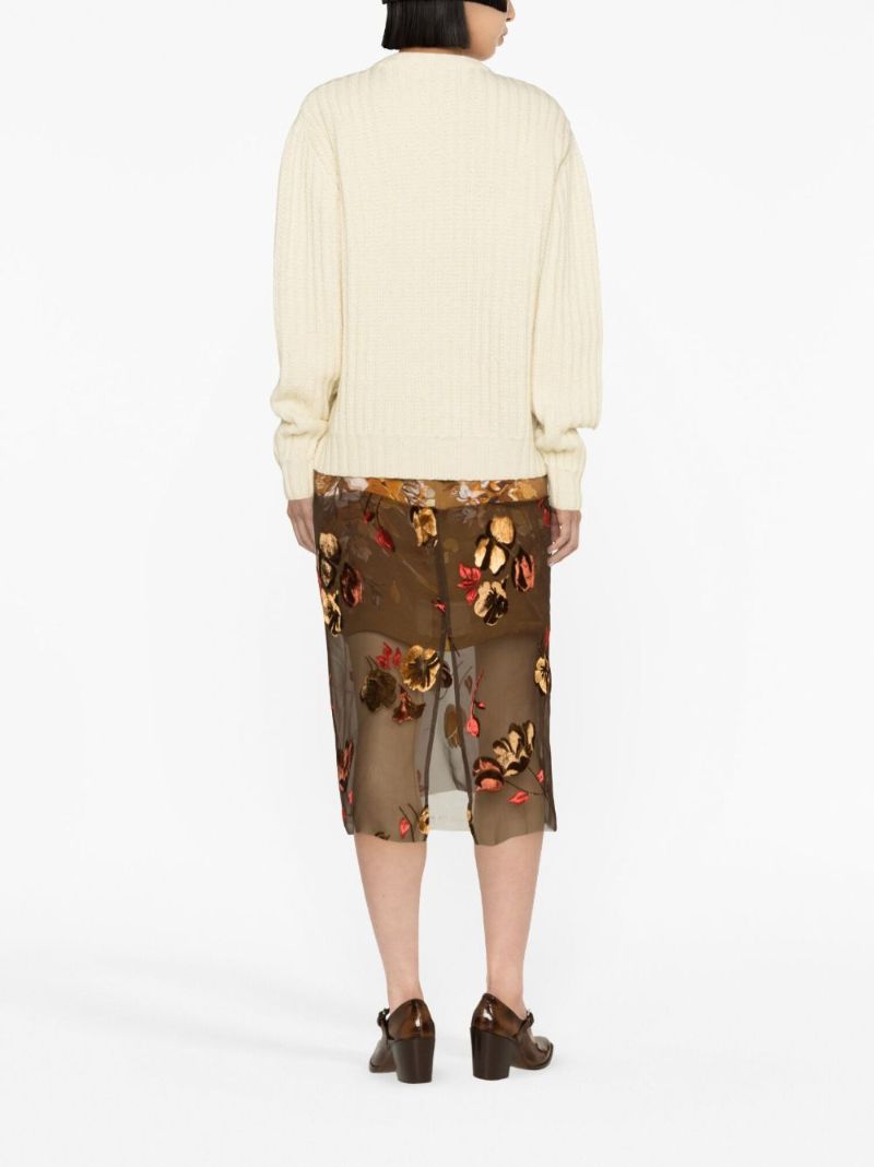 Neutral Painted Foil Cable-knit Wool Sweater