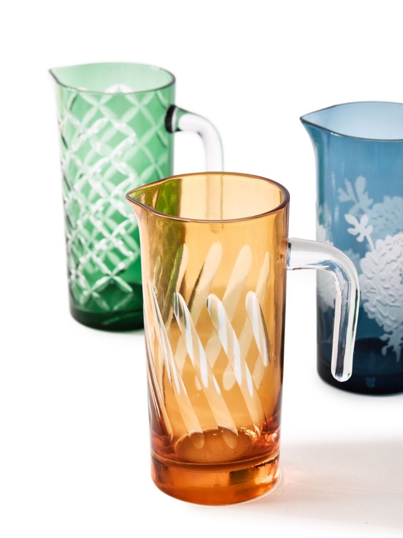 Orange Tubular Glass Pitcher