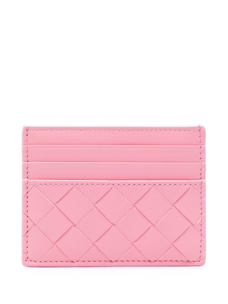 Pink Intrecciato Leather Cardholder