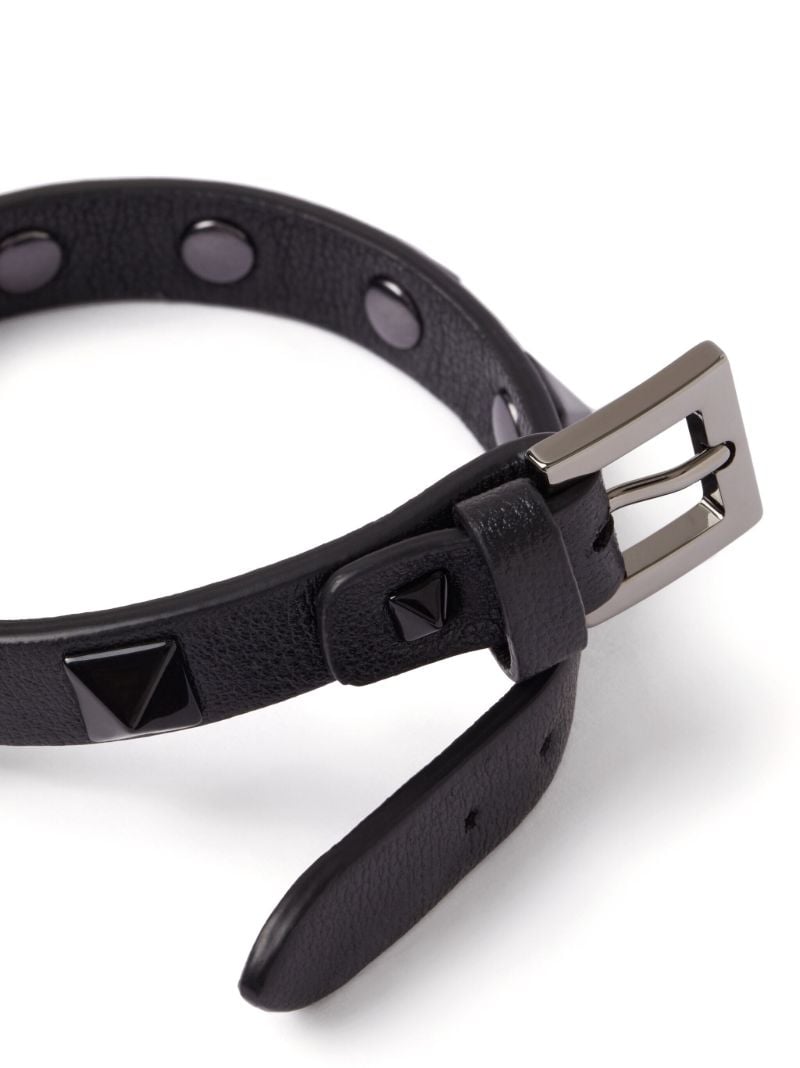Black Rockstud Leather Bracelet
