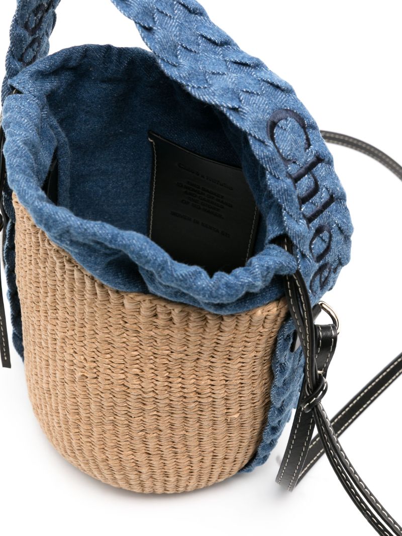 Neutral Woody Raffia Bucket Bag