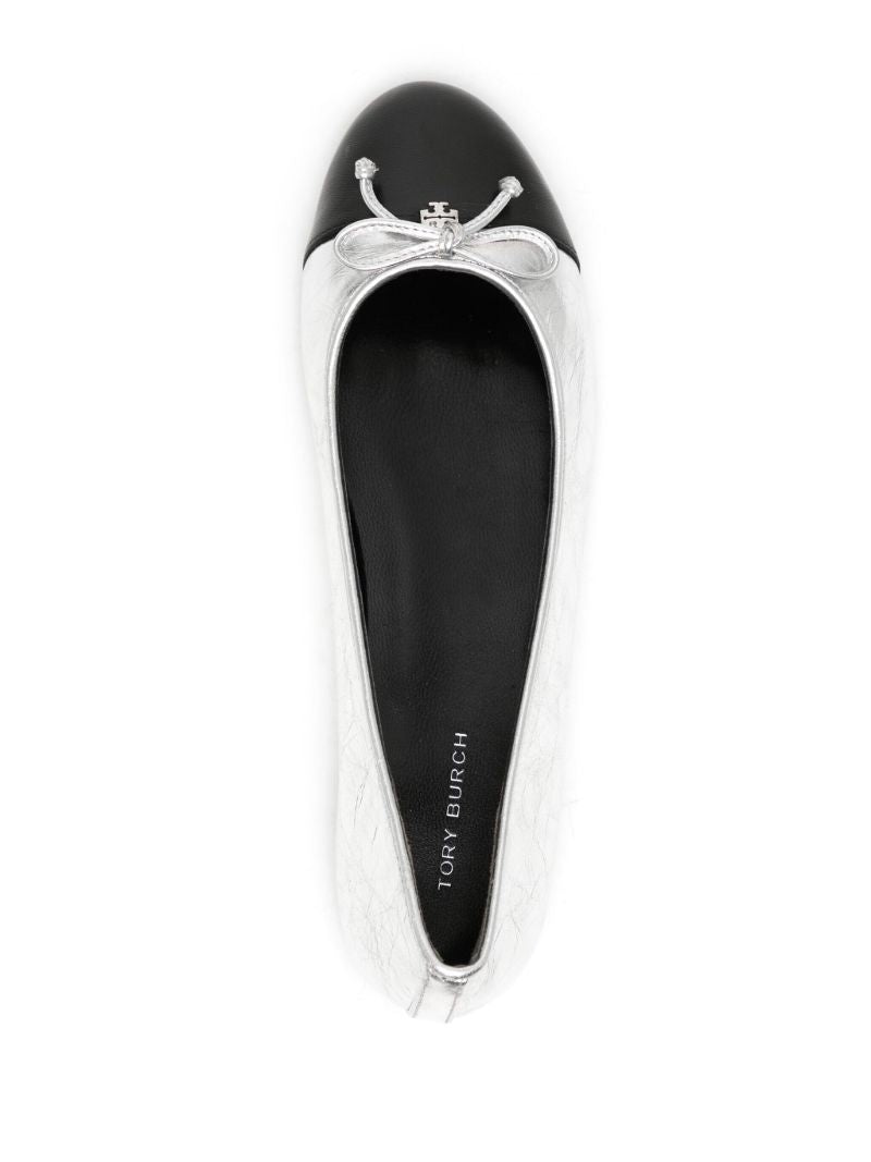 Silver Leather Ballet Pumps