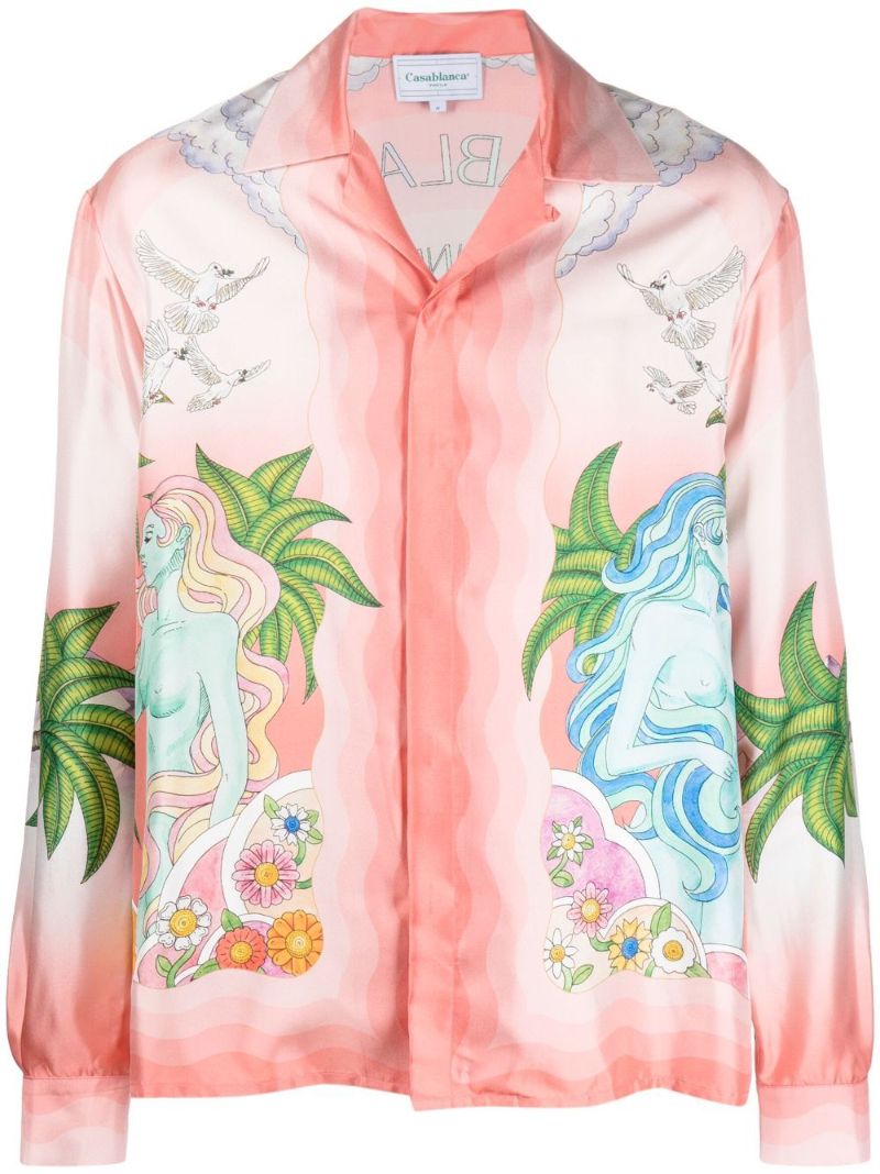 Pink Paix Et Amour Silk Shirt