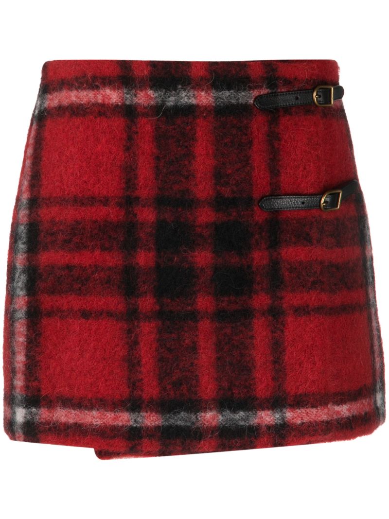 Red Tartan Wool Mini Skirt